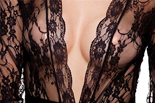 UMIPUBO Mujer Ropa de Dormir Conjunto Sexy Lingerie Transparente Lace Lenceria Erotica Babydoll Ropa Interior (Negro, M)