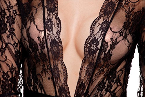 UMIPUBO Mujer Ropa de Dormir Conjunto Sexy Lingerie Transparente Lace Lenceria Erotica Babydoll Ropa Interior (Negro, XXL)