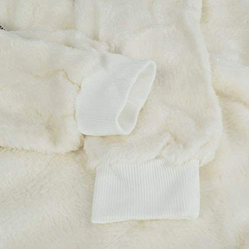 UMIPUBO - Sudadera para mujer con capucha y bolsillo con cremallera de franela suave, cálido, otoño e invierno, sudadera, manga larga Noir + Blanc M