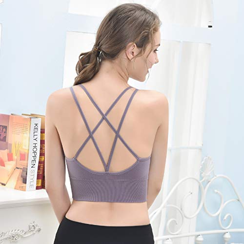 UMIPUBO Sujetador de Camisola para Mujer Sujetador de Tubo de Cuello V Banda Bralette sin Costuras Sujetador de Dormir Sujetador Deportivo Ropa Interior con Tirantes Elásticos