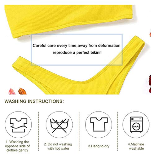 UMIPUBO Traje de Baño Mujer Bikini Bandeau Bañadores con Relleno Lazada en la Espalda Color Liso Talle Alto Conjunto de Color Sólido Ropa de Baño