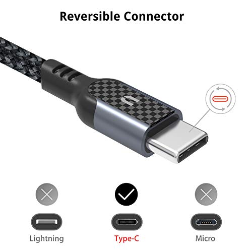 UNBREAKcable Cable USB Tipo C 1M - Cable USB C a USB A 3.0 Nylón Cargador Rápido Compatible con Samsung Galaxy S10 S10e S9 S8 Note 9 Note 8, Huawei P30 P20 P10,Google Pixel, Sony Xperia XZ-Negro Gris