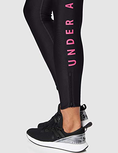 Under Armour Armour Fly Fast Split Tight Leggings, Mujer, Negro (Black/Mojo Pink/Reflective 001), XS