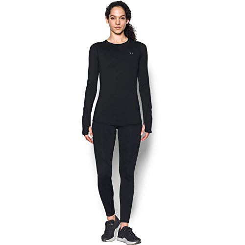 Under Armour Camiseta Ajustada de chándal Coldgear Armour, Mujer, Black / / Metallic Silver (001), XS