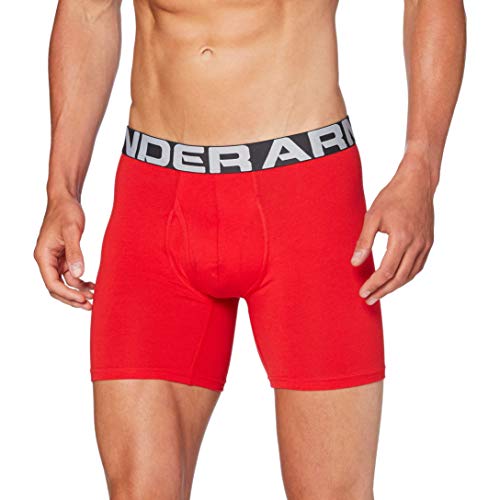 Under Armour Charged Cotton 6in 3 Pack Ropa Interior, Hombre, (Red/Academy/Mod Gray Medium Heather (600), M