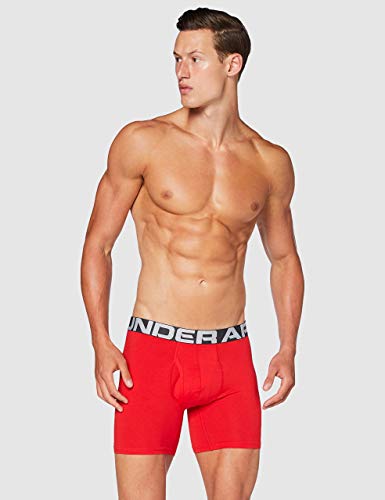 Under Armour Charged Cotton 6in 3 Pack Ropa Interior, Hombre, (Red/Academy/Mod Gray Medium Heather (600), M