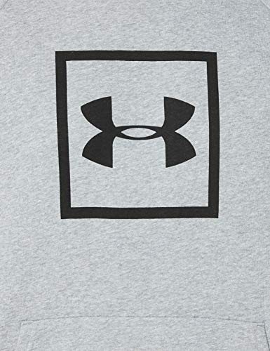 Under Armour Rival Fleece Box Logo Hoodie, Sudadera Hombre, Gris (Steel Light Heather/Black (035)), L