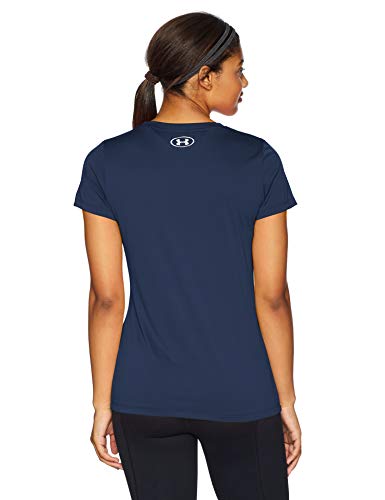 Under Armour Tech SSC - Camiseta de Manga Corta para Mujer, Mujer, Camisa Manga Corta, 1318143-877, Después de Quemar/Blanco/Azul estático, Medium