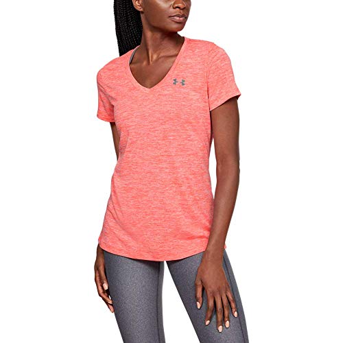 Under Armour TechV Twist Gym T-Shirt Camiseta Transpirable de Manga Corta para Correr, Ultraligera Camiseta de Manga Corta de Corte Suelto, Mujer, Rojo, XS