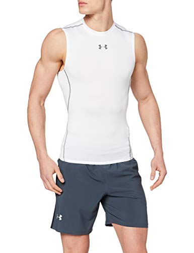 Under Armour UA HeatGear ARMOUR Sleeveless, Camiseta Sin Mangas Hombre, Blanco (White/Graphite 100), M