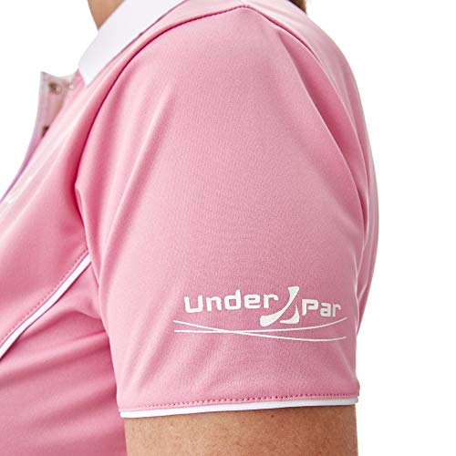 Under Par Polo de Golf de Calidad Profesional para Mujer, Transpirable, 5 Estilos, 10 Colores, Manga y sin Mangas, Mujer, Polo de Golf, UPLTS1672_PPWHT_14, Style 1672 - Rosa pálido/Blanco, 42