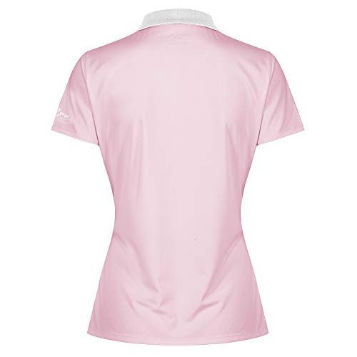 Under Par Polo de Golf de Calidad Profesional para Mujer, Transpirable, 5 Estilos, 10 Colores, Manga y sin Mangas, Mujer, Polo de Golf, UPLTS1672_PPWHT_14, Style 1672 - Rosa pálido/Blanco, 42
