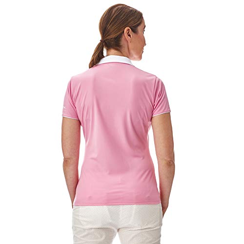Under Par Polo de Golf de Calidad Profesional para Mujer, Transpirable, 5 Estilos, 10 Colores, Manga y sin Mangas, Mujer, Polo de Golf, UPLTS1672_PPWHT_14, Style 1672 - Rosa pálido/Blanco, 42