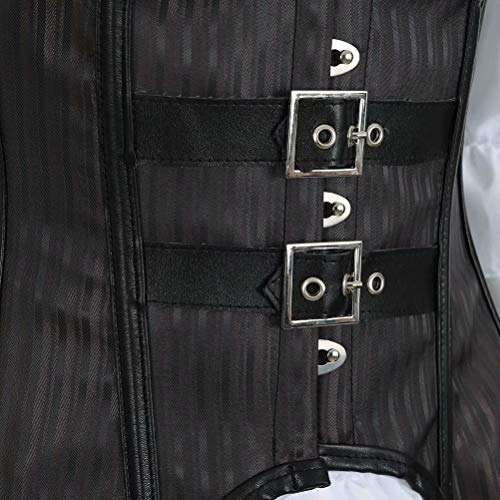 Underbust Corset gotico Mujer Bustier Sexy Pirata Chalecos Corsé y Blanco Blusa Fiesta Negro S