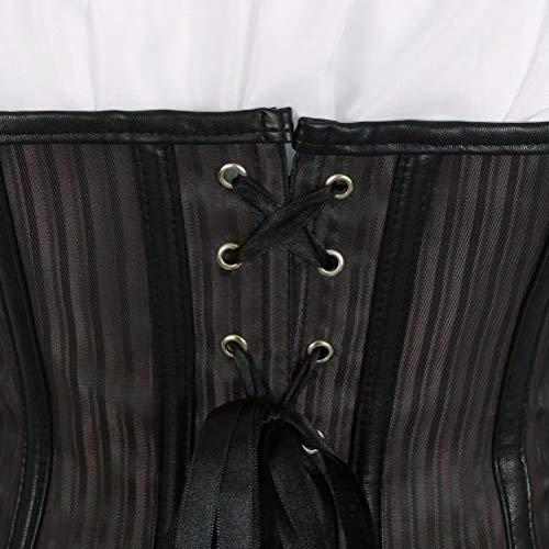 Underbust Corset gotico Mujer Bustier Sexy Pirata Chalecos Corsé y Blanco Blusa Fiesta Negro S
