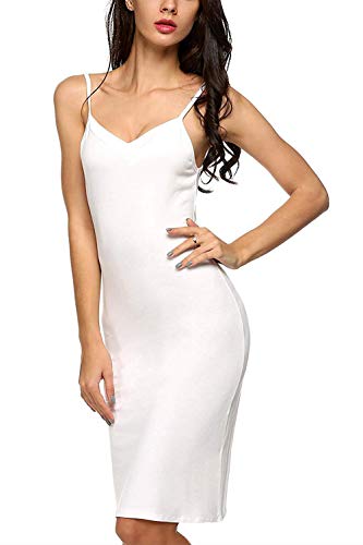 Uni-Wert Mujer Camisón Tirantes Verano Algodón Sexy y Elegante Pijama Largo Modal Ropa de Dormir de Cuello V Vestido