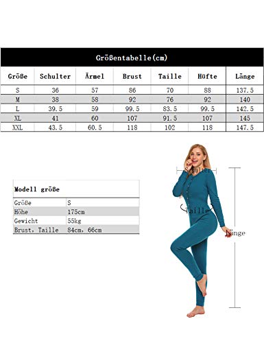 Unibelle Mono de dormir para mujer Onesie térmico, ropa interior elástica, ropa de dormir térmica, mono con camiseta de manga larga Negro XL