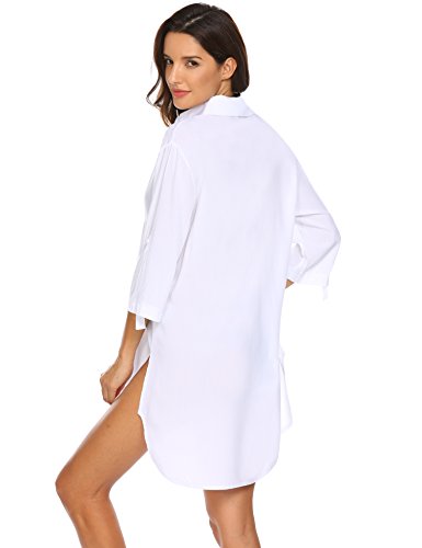 UNibelle Vestido de playa para mujer, para cubrir el bikini, poncho de playa, traje de baño de verano A_blanco. XL