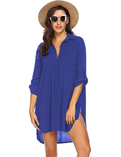 Unibelle Vestido de playa para mujer, para cubrir el bikini, poncho de playa, traje de baño de verano Snorkel Blue L