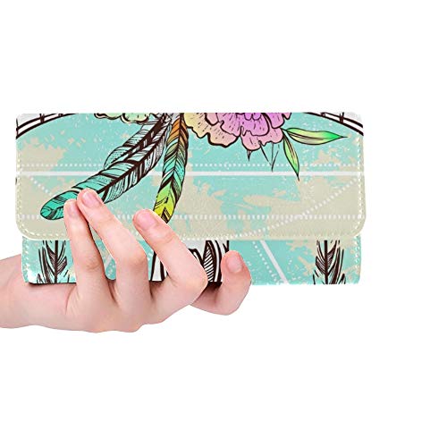 Único Personalizado Boho Chic Étnico Nativo Americano Bull Mujeres Trifold Monedero Monedero Largo Titular de la Tarjeta de Crédito Caso Bolso