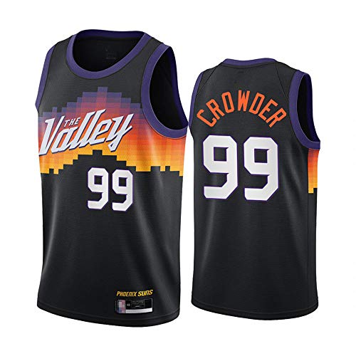 Uniformes De Baloncesto De Los Hombres, Phoenix Suns # 99 Jae Crowder Camisetas Deportivas De La NBA Casual Secado Rápido Vestimenta Sin Mangas Tops Camisetas De Baloncesto,Negro,XL(180~185CM)