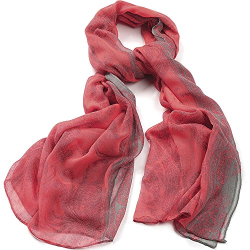 Unique Gifts On The Web Impresionante Rojo Tono Patrón de Flores Fashion Bufanda