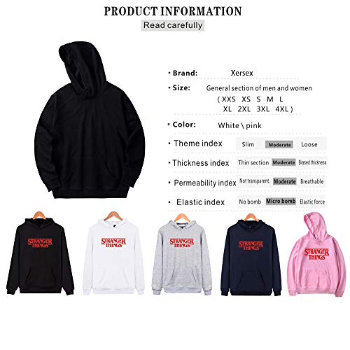 Unisex Color Puro Stranger Things Sudadera con Capucha Letra Roja para Chicas y Mujeres (Negro, M)