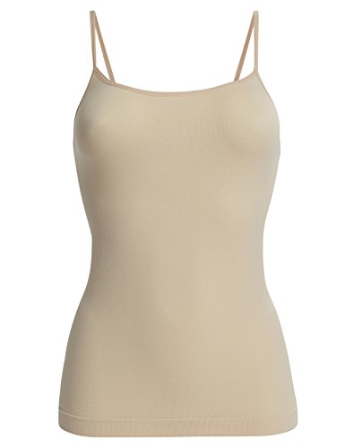 UnsichtBra Camisetas Mujer | Camisetas Tirantes Mujer | Pack de 3 Tops (Nero, Blanco, Beige, S-M)