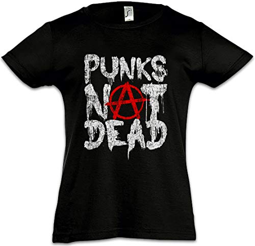 Urban Backwoods Punks Not Dead II Camiseta para Niñas Chicas niños T-Shirt Negro Talla 10 Años