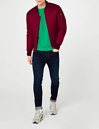 Urban Classics Basic Bomber Jacket - Chaqueta Hombre, Rojo (burgundy 606), Medium