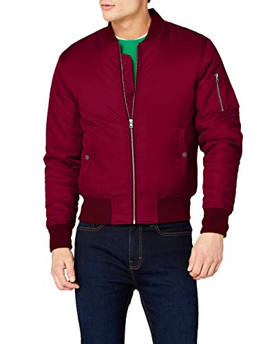 Urban Classics Basic Bomber Jacket - Chaqueta Hombre, Rojo (burgundy 606), Medium
