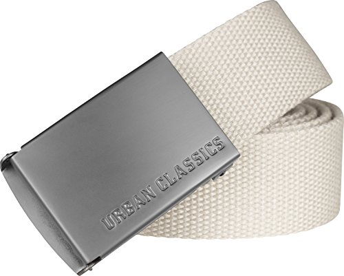 Urban Classics Belt Canvas Unisex, Hombre y Mujer, Correa de Tela, Cinturón de Cuerda sin Agujeros, con Logo en la Hebilla Cuadrada, Arena, Talla Única