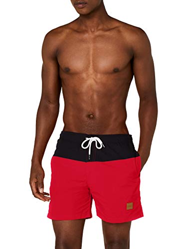 Urban Classics Block Swim Shorts Bañador, Multicolor (Negro/Rojo), X-Large para Hombre