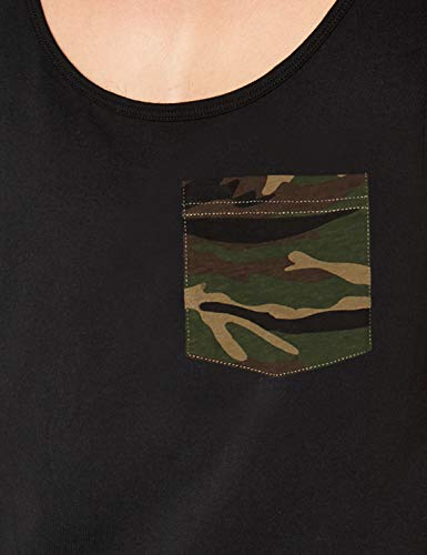 Urban Classics Contrast Pocket Jersey Big Tank Camiseta sin Mangas, Multicolor (blk/woodcamo 565), Large para Hombre