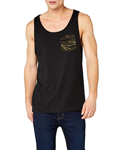 Urban Classics Contrast Pocket Jersey Big Tank Camiseta sin Mangas, Multicolor (blk/woodcamo 565), Large para Hombre