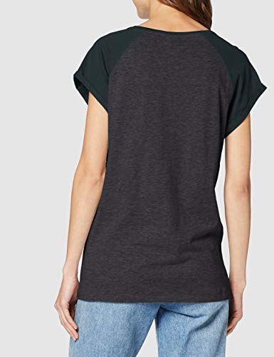 Urban Classics Contrast Raglan tee Camiseta, Gris (Charcoal/Bottle Green), S para Mujer