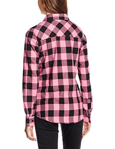 Urban Classics Damen Ladies Turnup Checked Flanell Shirt Hemd, Mehrfarbig (negro / rosa 744), S