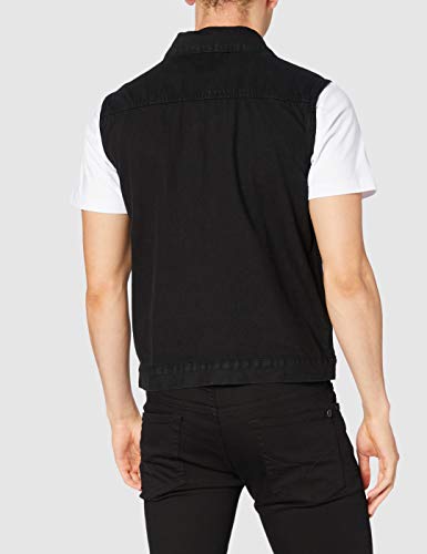 Urban Classics Denim Vest Chaleco, Negro (blackraw 12), Large para Hombre