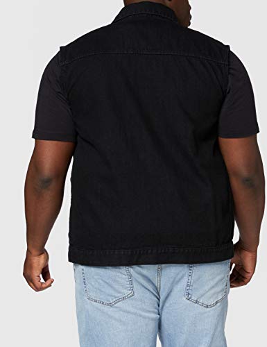 Urban Classics Denim Vest Chaleco, Negro (blackraw 12), Large para Hombre
