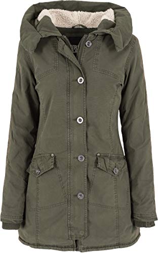 Urban Classics Jacke Garment Washed Long Parka Chaqueta, Verde (Olive), Medium (Talla del Fabricante: Medium) para Mujer