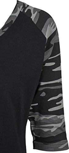 Urban Classics Ladies 3/4 Contrast Raglan tee Camiseta, Negro/Camuflaje, S para Mujer