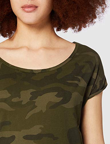 Urban Classics Ladies Back Shaped tee Camiseta, Olive Camo, M para Mujer