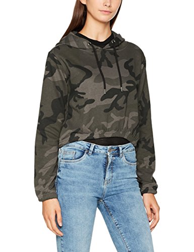 Urban Classics Ladies Camo Cropped Hoody-Sudadera con capucha Mujer Dark Camo Small