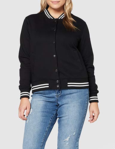 Urban Classics Ladies College Sweat Jacket chaqueta de chándal, Negro (blk/blk), 3XL para Mujer