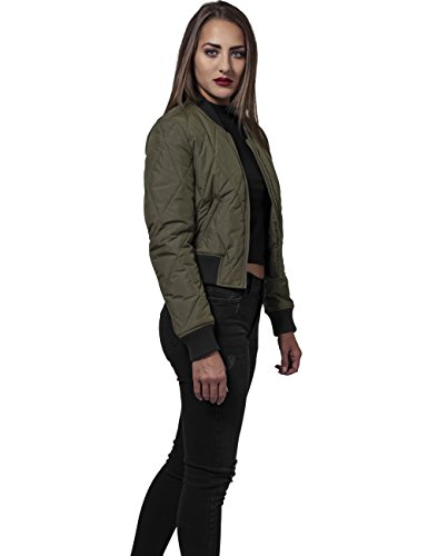 Urban Classics Ladies Diamond Quilt Short Bomber Chaqueta, Multicolor (Darkolive/Black 795), XS para Mujer