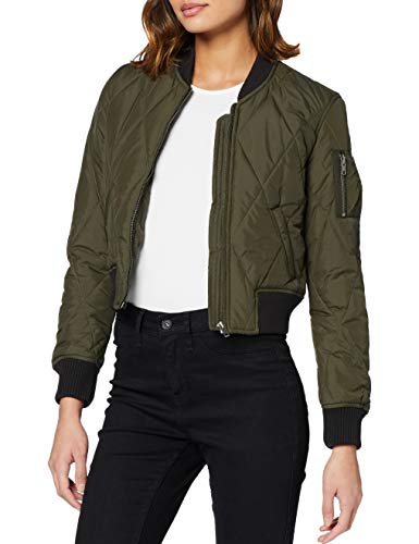 Urban Classics Ladies Diamond Quilt Short Bomber Chaqueta, Multicolor (Darkolive/Black 795), XS para Mujer