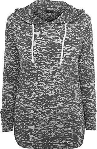 Urban Classics Ladies Melange Burnout Hoody, Sudadera para Mujer, gris obscuro, XL