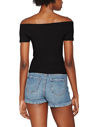Urban Classics Ladies Off Shoulder Rib tee Camiseta, Negro, XS para Mujer