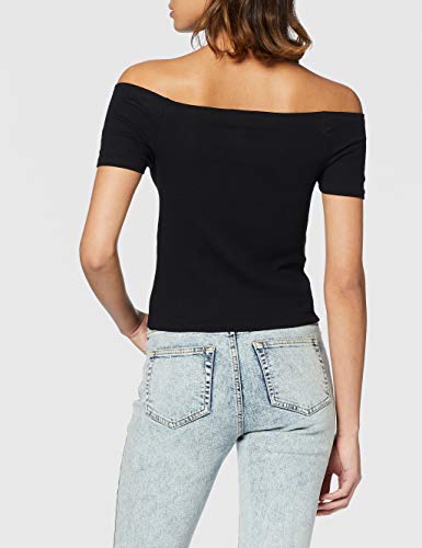 Urban Classics Ladies Off Shoulder Rib tee Camiseta, Negro, XS para Mujer