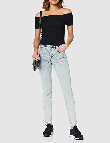 Urban Classics Ladies Off Shoulder Rib tee Camiseta, Negro, XS para Mujer